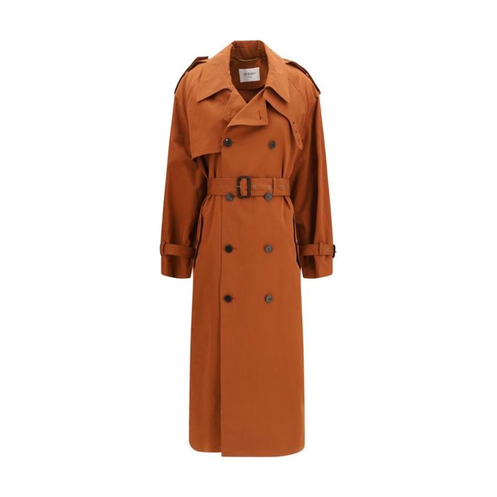 Saint Laurent Brown Cotton Trench Women's Coat